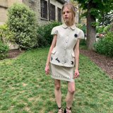 [Pre-order 15% At Checkout] UNOSA Beige Bird & Floral Doll Collar Top and Mini Skirt Set