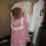 August Unicorn Gingham Babydoll Long Top Shirt