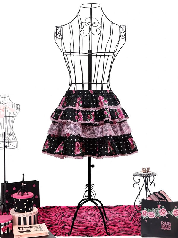 Evil Tooth Paris Girl Rose Hime Gyaru 100% Cotton Mini Skirt