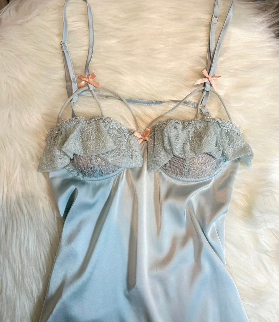 Get trendy with Blue Cream Soft  Lingerie Dress -  available at Peiliee Shop. Grab yours for $18 today!