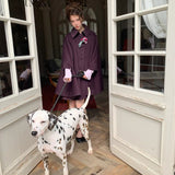UNOSA Noble Court Grape-Purple Wool-Blend Cape Coat