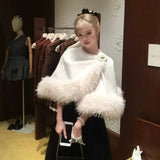 SheepKiss Winter Rose Snow White Princess Cape Faux Fur