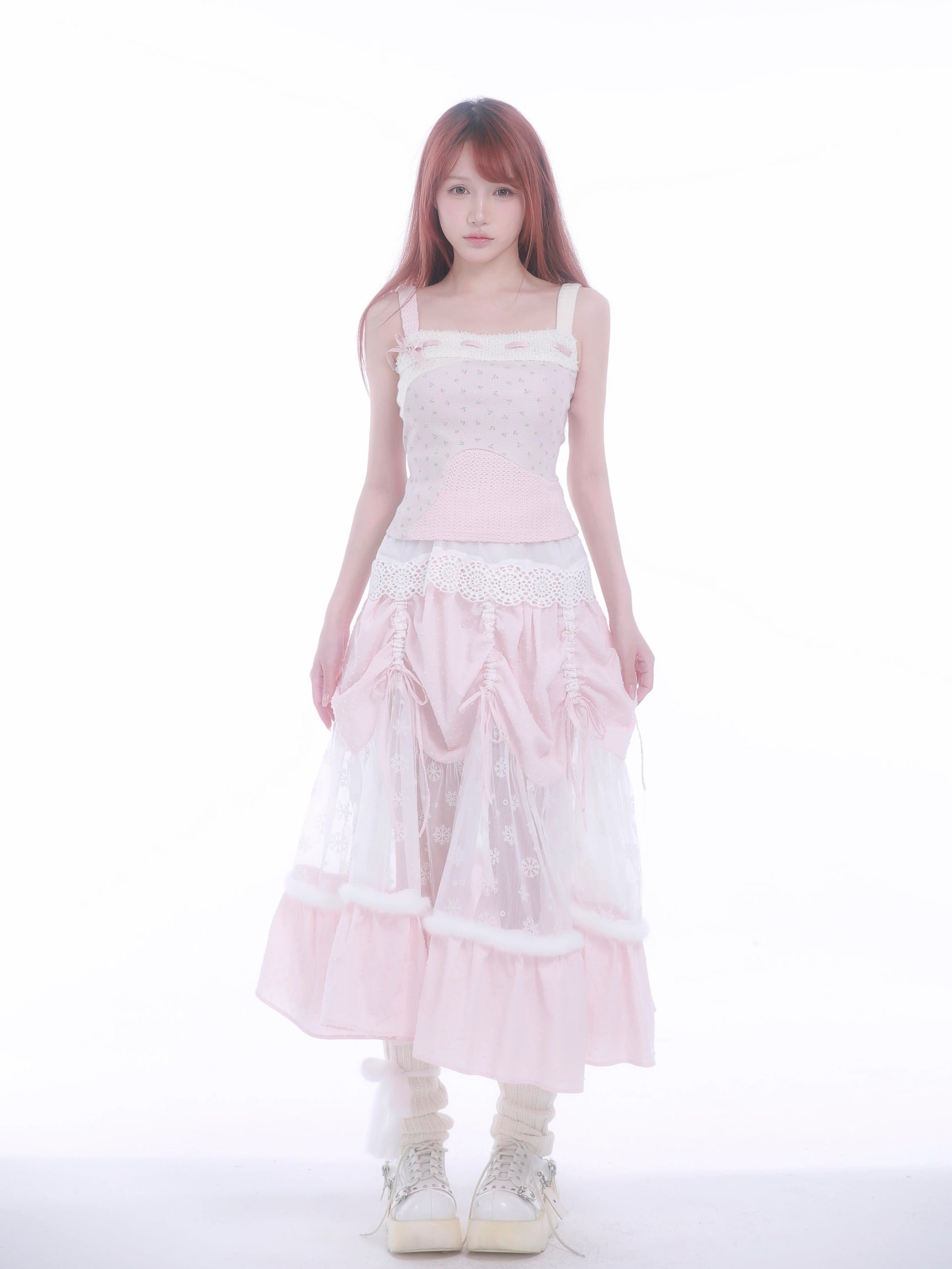 Get trendy with [Rose Island] Rose Blossom Bliss Fairy Core Midi Skirt -  available at Peiliee Shop. Grab yours for $62 today!