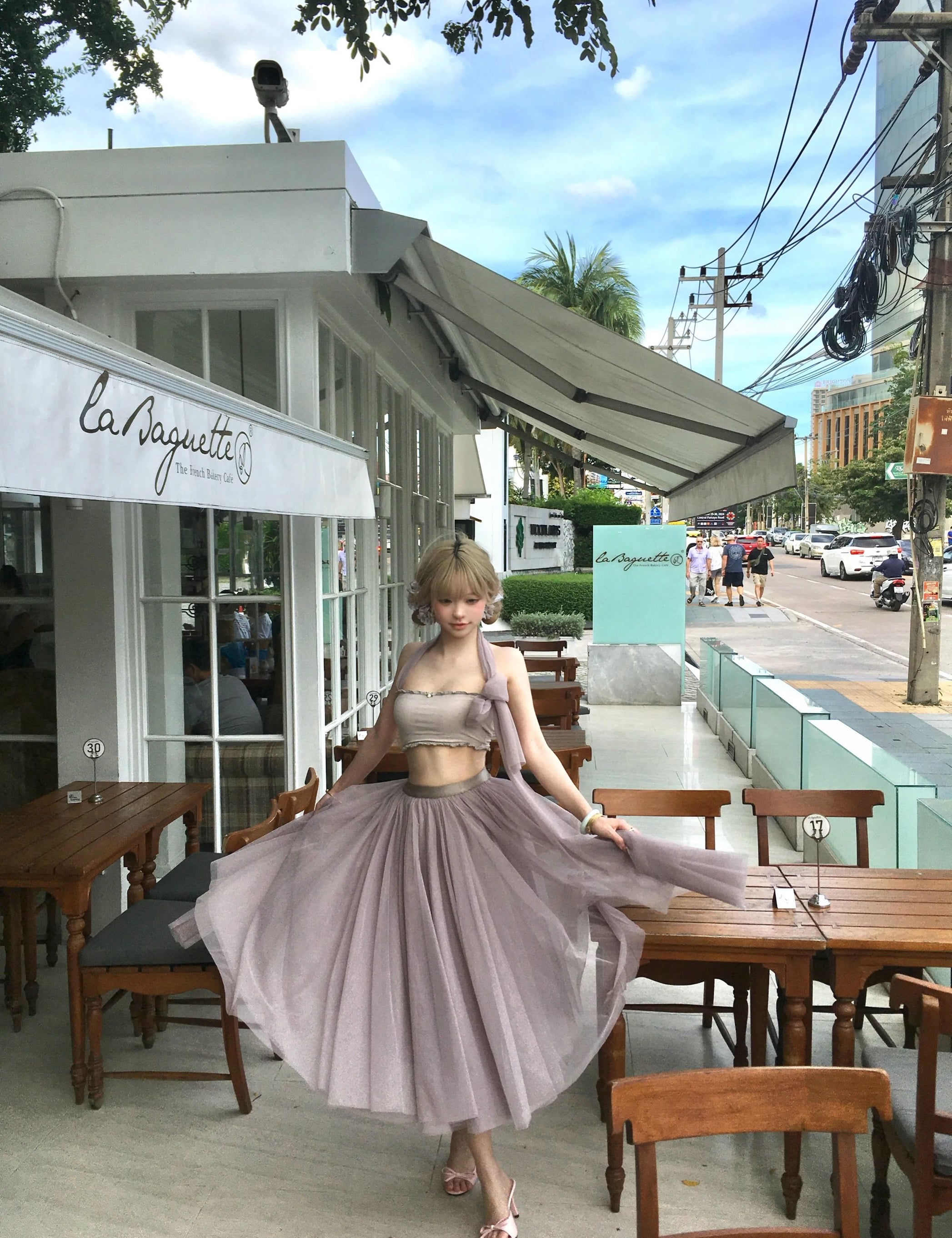 SheepKiss Swan Lake Maxi Tulle Silk Skirt