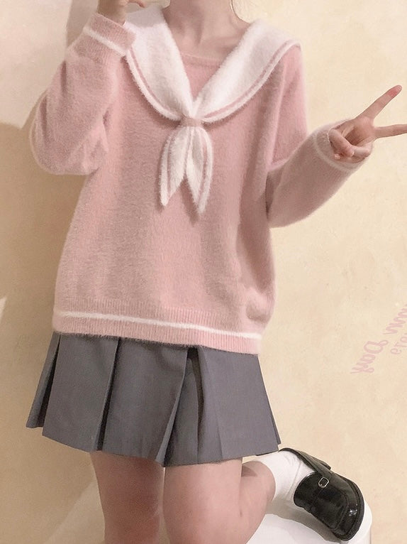 Get trendy with [Faux Fur] Pink Sailor School Girls Warm Sweater - Sweater available at Peiliee Shop. Grab yours for $26.80 today!