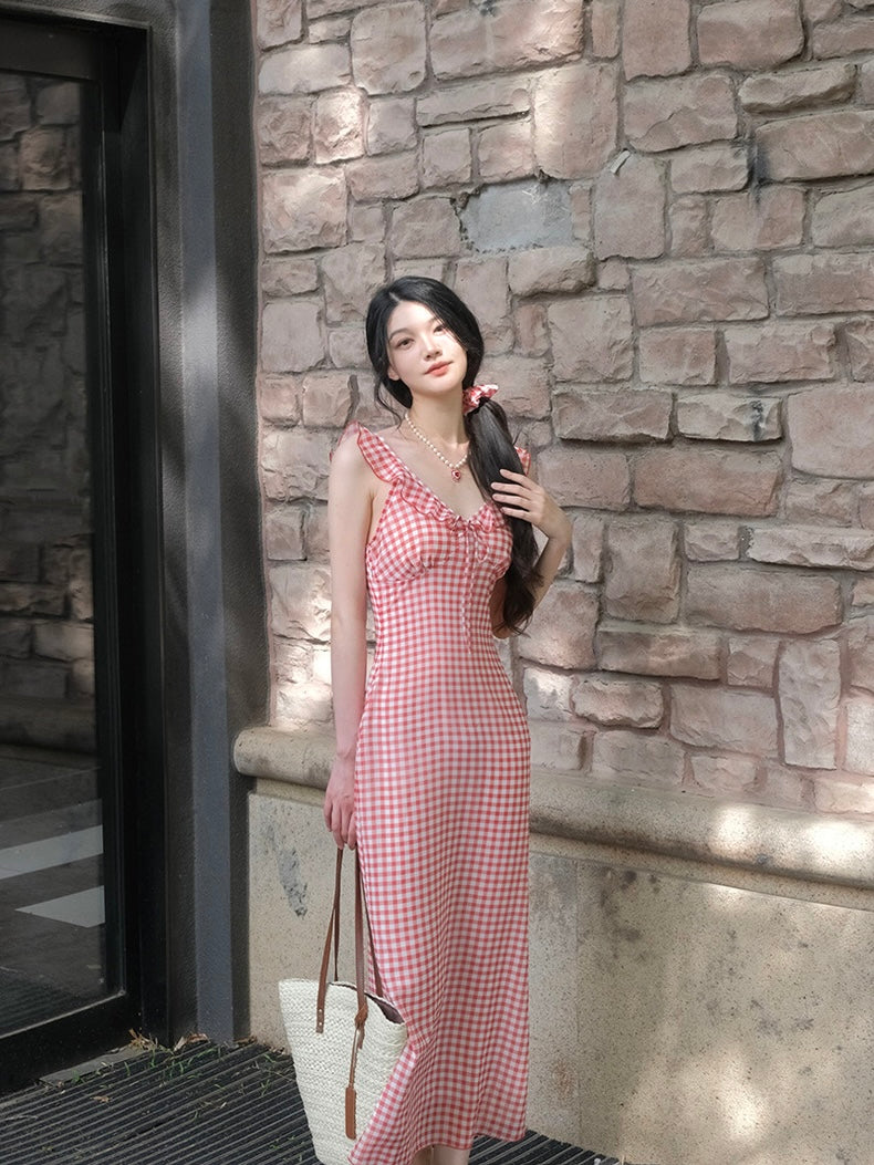 Get trendy with Summer joys Gingham Midi Dress Gown - Dresses available at Peiliee Shop. Grab yours for $38 today!