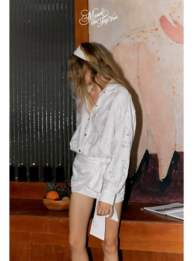 Get trendy with [Mine be thy vers] Lune Étoilée Shirt Dress Bodycon Mini Dress - Shirts & Tops available at Peiliee Shop. Grab yours for $59.90 today!