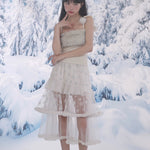 Get trendy with [Rose Island] Snowy Lace Long Skirt - Coats & Jackets available at Peiliee Shop. Grab yours for $43 today!