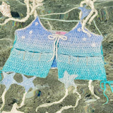 Get trendy with [Custimized Hand Knitted] Sea Kissed Mermaid Knitting Crop Top -  available at Peiliee Shop. Grab yours for $59 today!