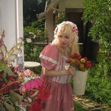 August Unicorn Gingham Sailor Puff Sleeve Dress