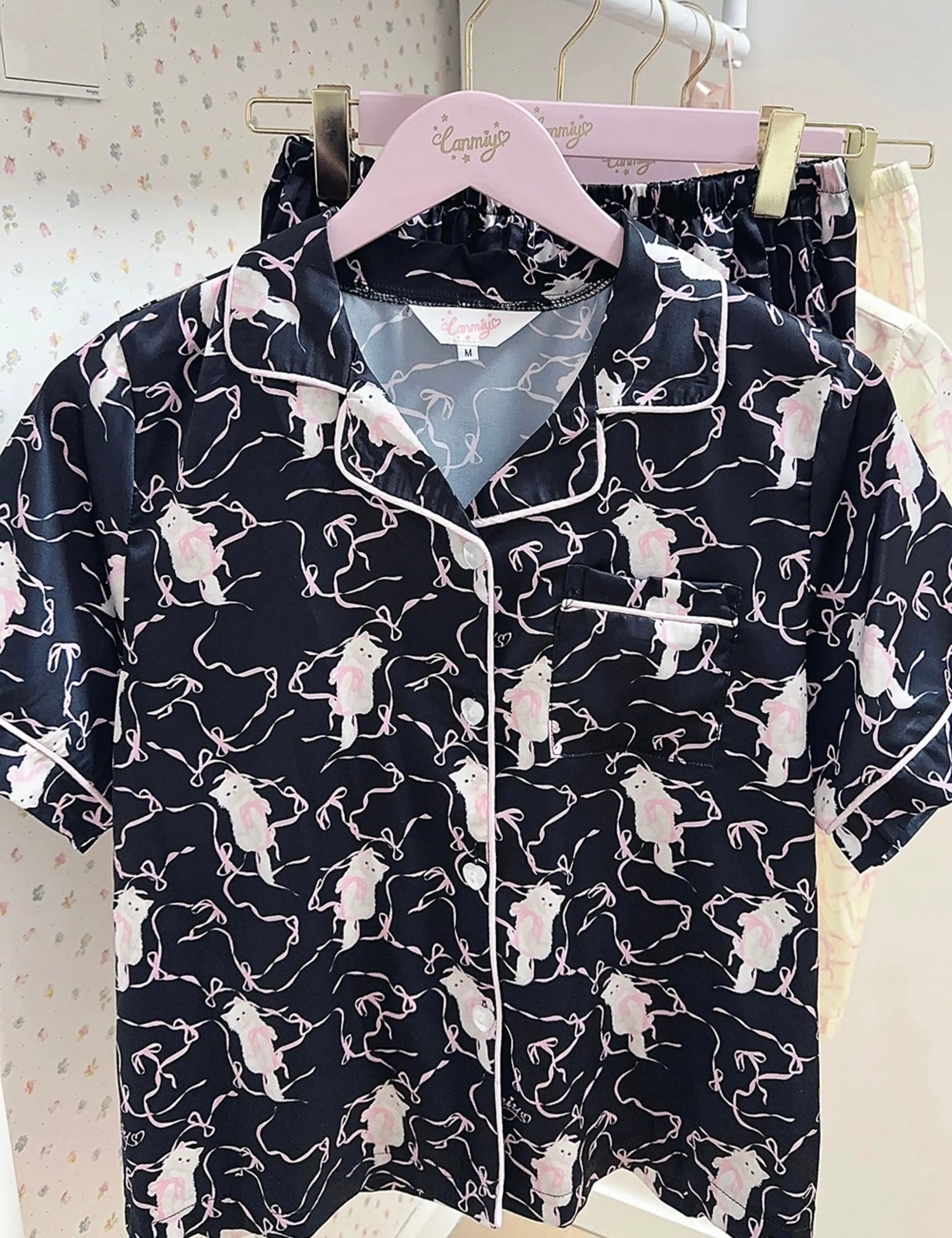 Kitty Pajamas Party Summer Sleepwear Set with top and shorts