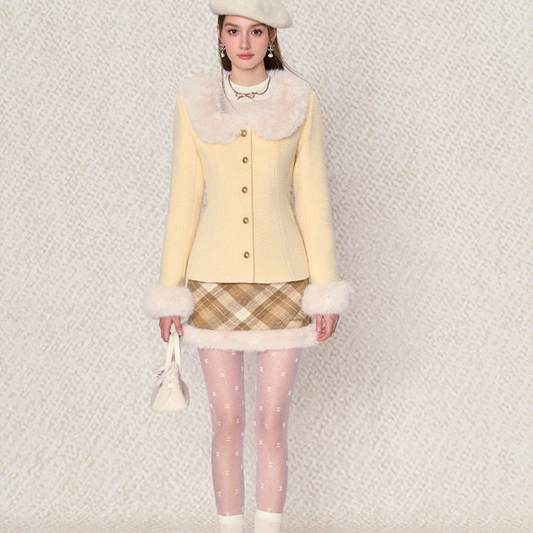 Get trendy with [Underpass] Sweetheart Woolen Jacket & Skirt Set -  available at Peiliee Shop. Grab yours for $46 today!