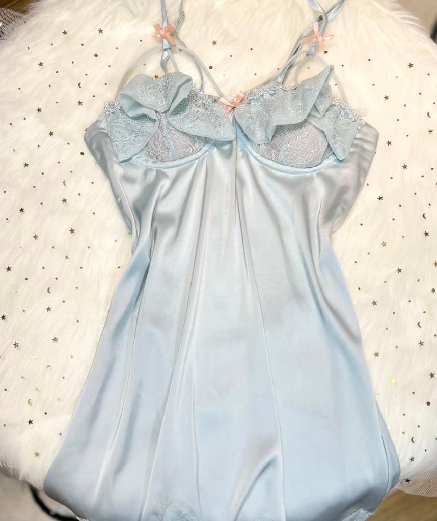 Blue Cream Soft  Lingerie Dress - Premium  from Basic - Just $18! Shop now at Peiliee Shop