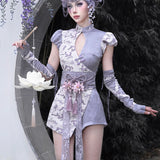 Get trendy with [Blood Supply] Dragon Wisteria Qipao Romper Jumpsuit - Romper available at Peiliee Shop. Grab yours for $35 today!