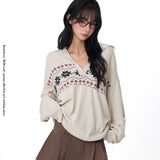 Reabobo Beige Fair Isle Cashmere Blend Sweater