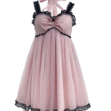 Evil Tooth Rosy Veil Polka Dot Lace Mini Dress