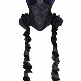 Blood Supply Moon Funeral Crystal Velvet Corset
