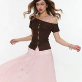 34ounce Rose Whisper Lace Off-shoulder Crop Top