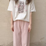 Get trendy with Rose Kitty Cotton T-shirt Top - Sweater available at Peiliee Shop. Grab yours for $16 today!