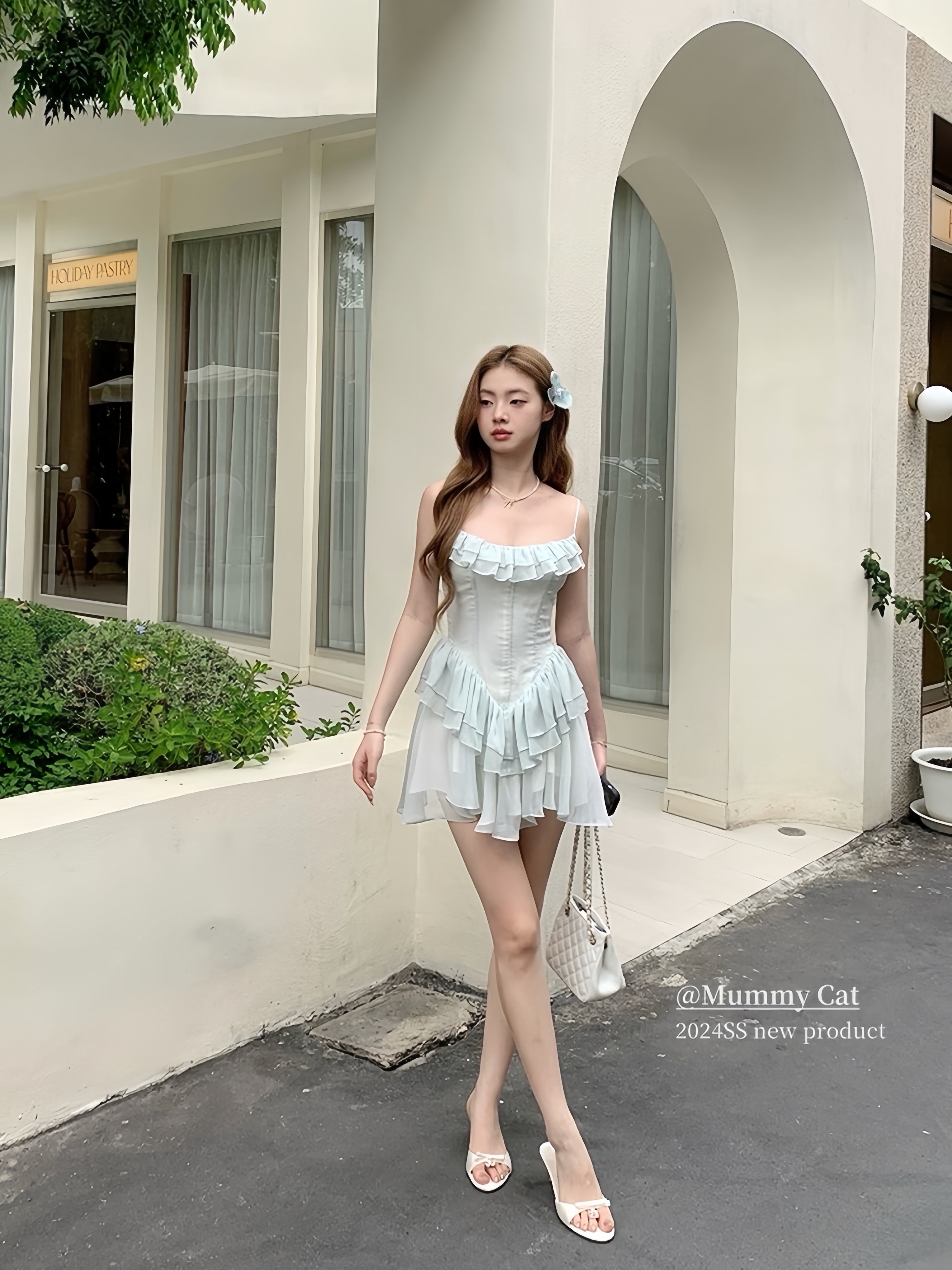 Get trendy with [Mummy Cat] Mint Petals Corset Mini Dress -  available at Peiliee Shop. Grab yours for $54 today!