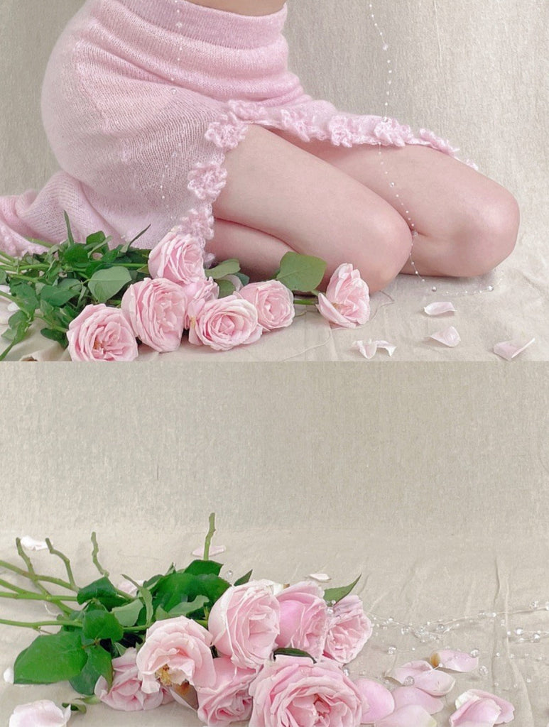 [Tailor Made] Rose Heaven Hand Knitted Dress Set - Premium  from SYLVIA Knitting Studio - Just $118! Shop now at Peiliee Shop