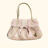 Rose Island Rose Letter Pink Dear Faux Fur Tote Bag