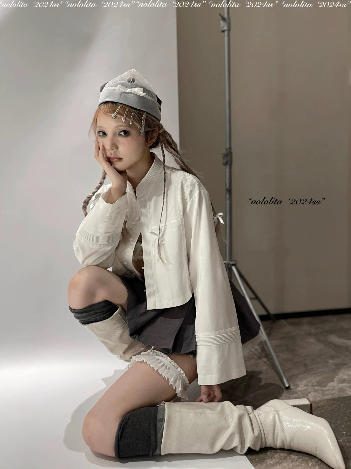 Get trendy with NoLolita 24SS Grey Angel Dress Cardigan Set -  available at Peiliee Shop. Grab yours for $12 today!