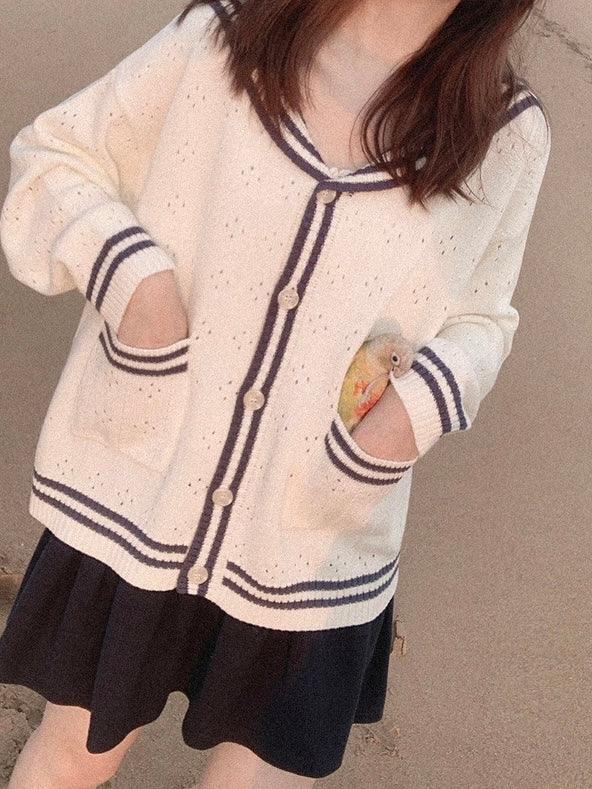 Get trendy with Sailor Girl’s Autumn Knitting Wear Sweater Cardigan - Sweater available at Peiliee Shop. Grab yours for $25.50 today!