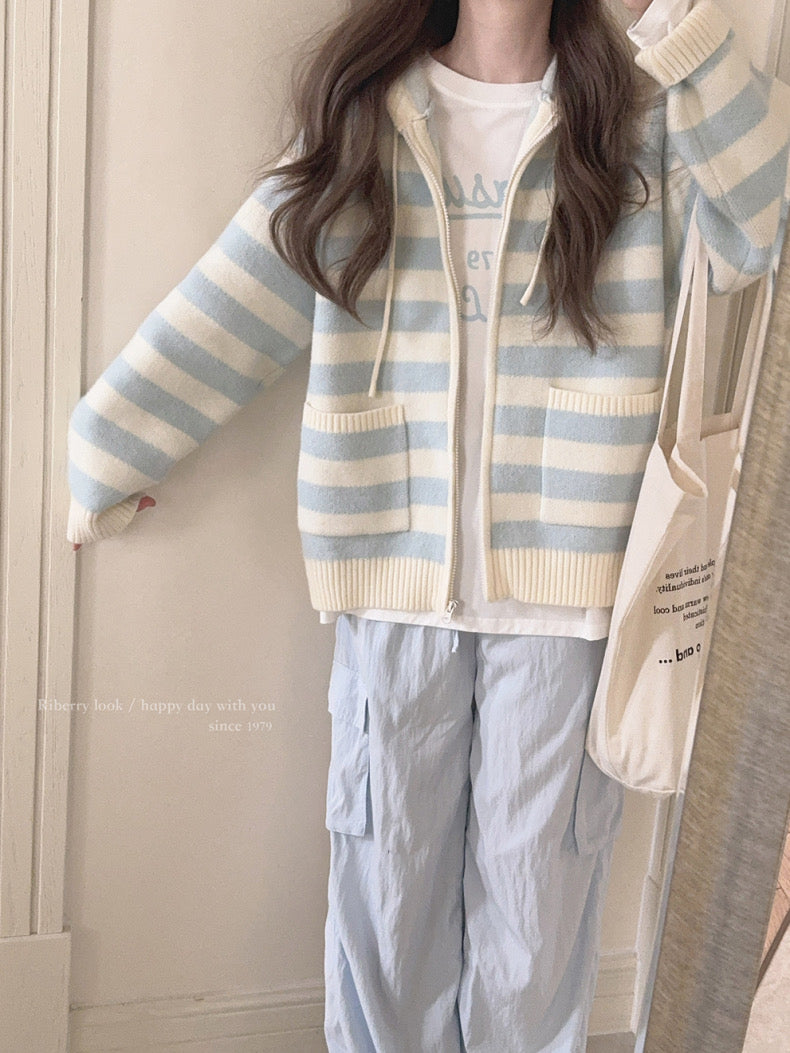 Get trendy with Pastel Cloud Knitting Hoodie Cardigan - Sweater available at Peiliee Shop. Grab yours for $39.90 today!