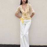 MineBeThyVers Butter Bloom Ruffle 2 in 1 Floral Blouse