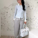 MineBeThyVers Grey Day Soft Girl Wide-Leg Sweatpants
