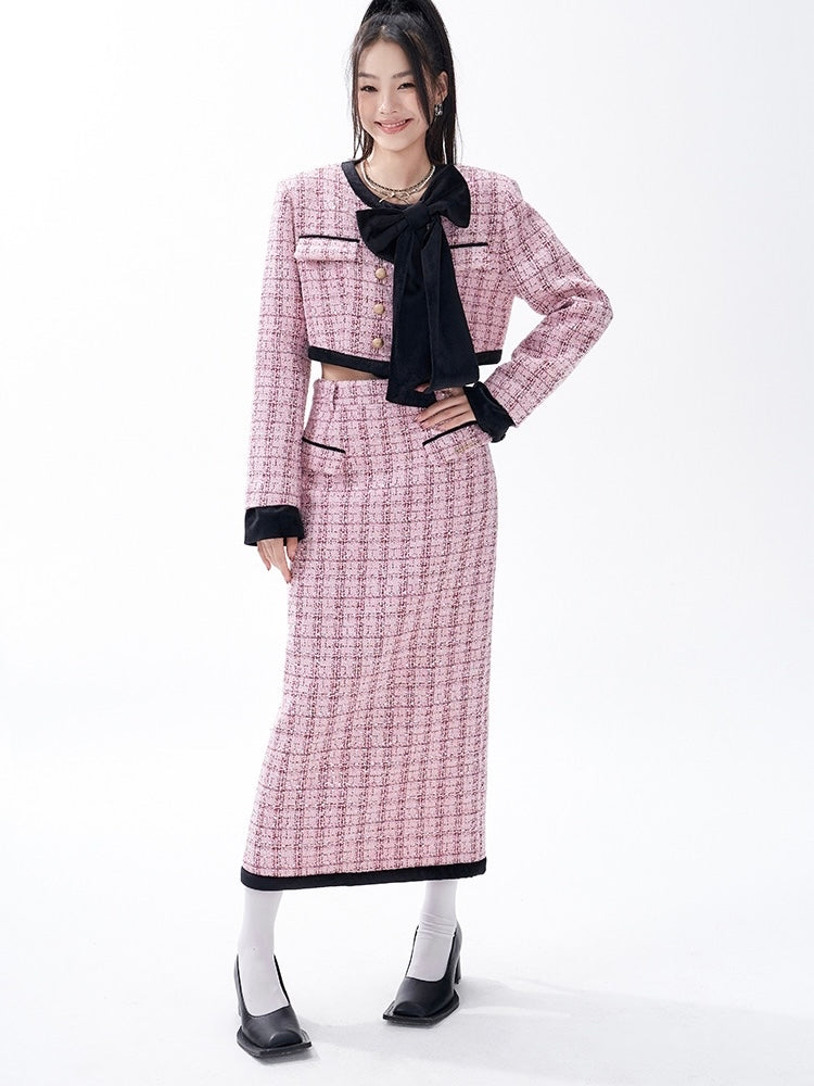 [Underpress] Chanel-Inspired Tweed Top and Skirt Set - Premium  from Underpress - Just $46! Shop now at Peiliee Shop