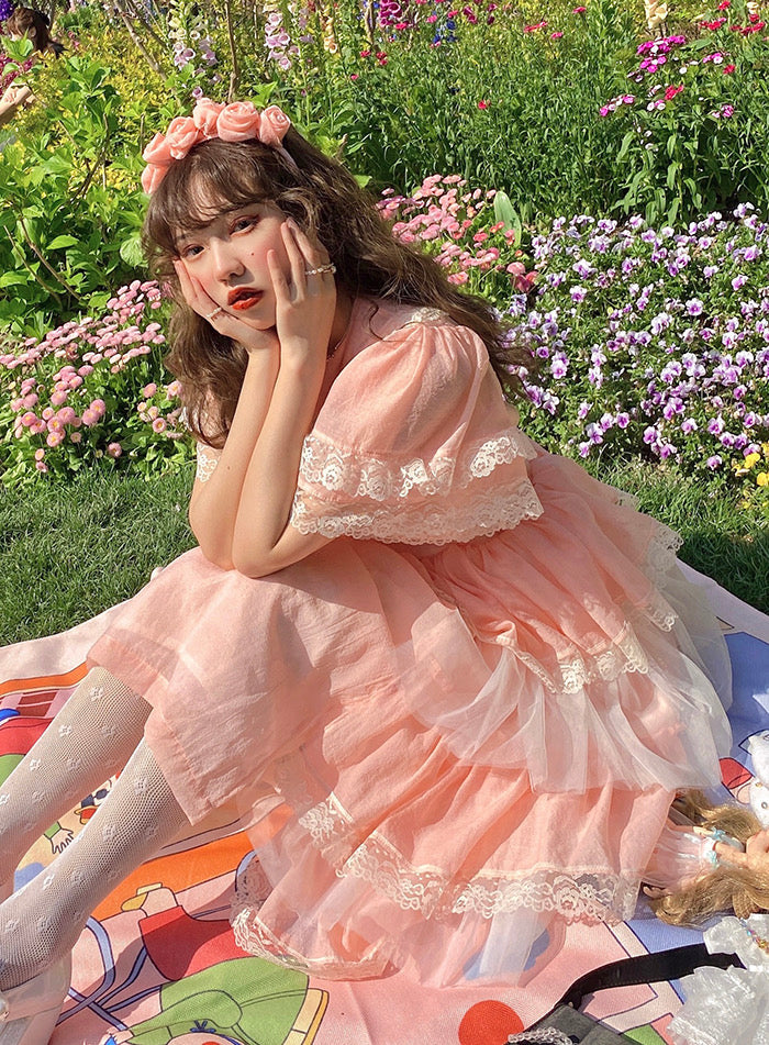 Get trendy with [August Unicorn] Strawberry shortcake lace midi dress - Dresses available at Peiliee Shop. Grab yours for $125 today!