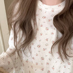 Get trendy with Floral Puff Cream Cake Cotton Shirt - Sweater available at Peiliee Shop. Grab yours for $16 today!