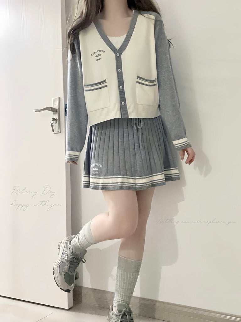 Get trendy with School days wool blended knitting cardigan skirt set - Sweater available at Peiliee Shop. Grab yours for $19.90 today!