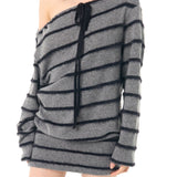34Ounce Striped Wool Blend Off-Shoulder Mini Dress