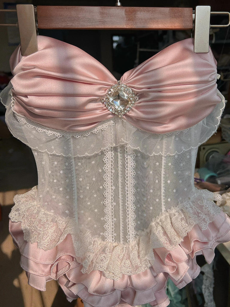 Get trendy with [Tailor Made] Sakura Fairy Lace Corset Top -  available at Peiliee Shop. Grab yours for $62 today!