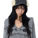 Reabobo Grey Fair Isle Cashmere Blend Sweater