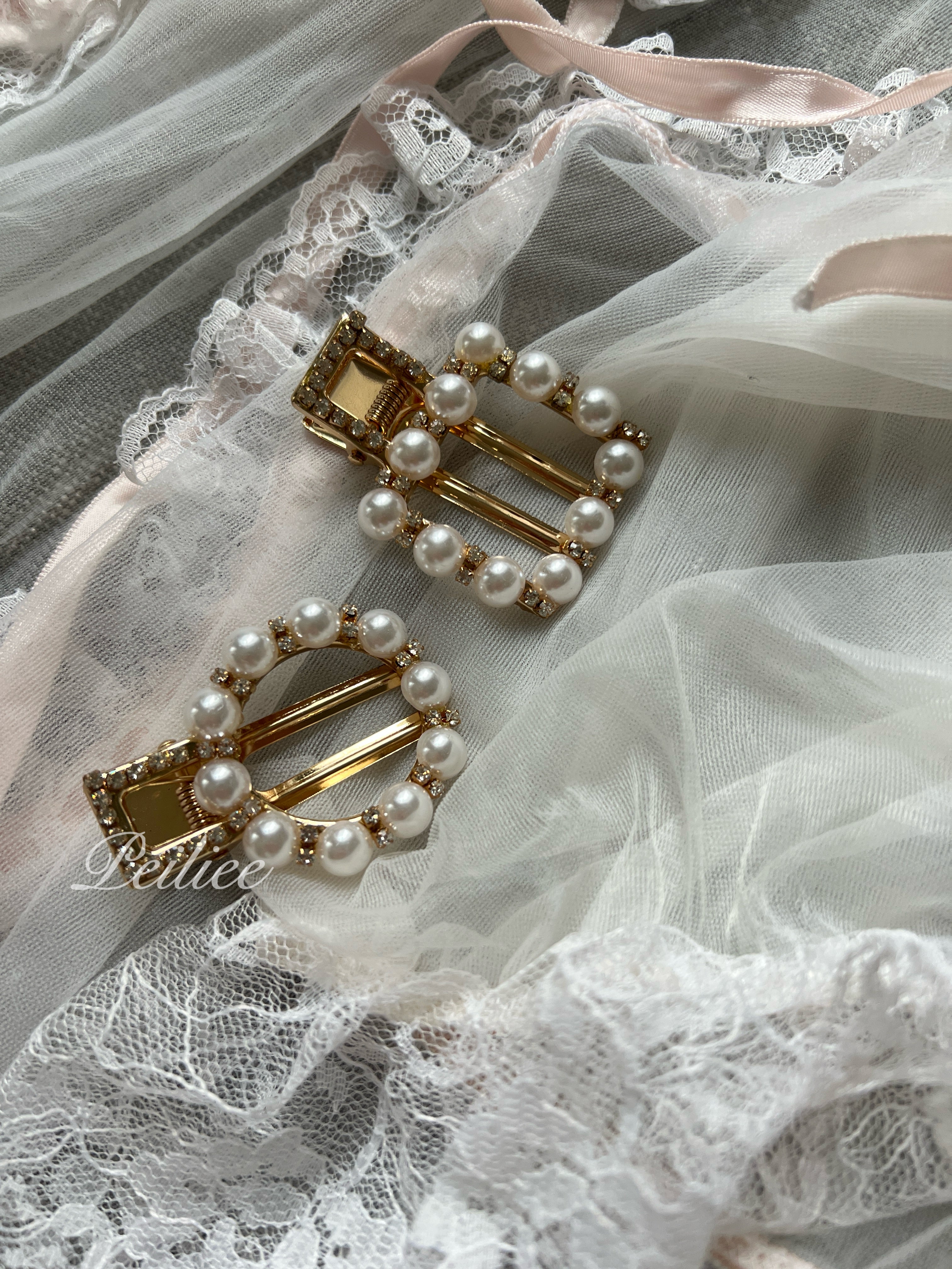 Get trendy with 2 Pieces Princess Pearls Hair Clips -  available at Peiliee Shop. Grab yours for $4.50 today!