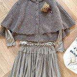 [Riberry] Choco Bear Wool Blended Knit Cape Cardigan