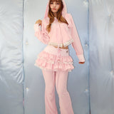 OMI OMI Dreamy Doll Velour Jogger with mini skirt on