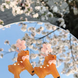 Deer In Sakura Garden Handmade Earring