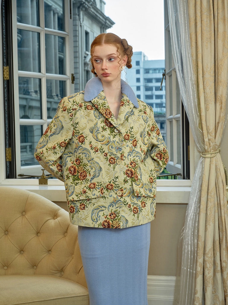 Get trendy with [Spoii Unosa]Pastoral Oil Painting Blue Top Coat -  available at Peiliee Shop. Grab yours for $82 today!