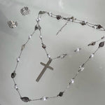 Get trendy with Gothic Doll Cross Glass Pearl Double Necklace -  available at Peiliee Shop. Grab yours for $19.80 today!