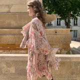 [Pre-order 15% At Checkout] SPOII UNOSA Island Romance Linen Blend Leopard Floral Cape Dress