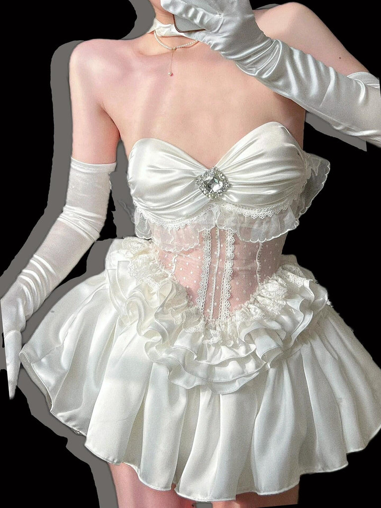 Get trendy with [Tailor Made] Snow Fairy Lace Corset Top -  available at Peiliee Shop. Grab yours for $62 today!
