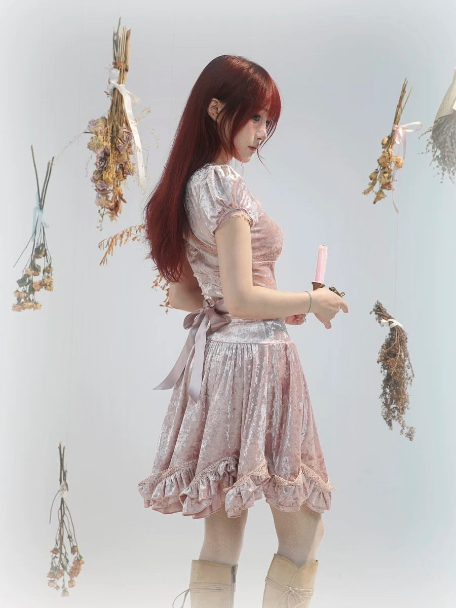 Get trendy with [Rose Island] Soft Pink Fairy Spirit Velvet Princess Dress -  available at Peiliee Shop. Grab yours for $54 today!