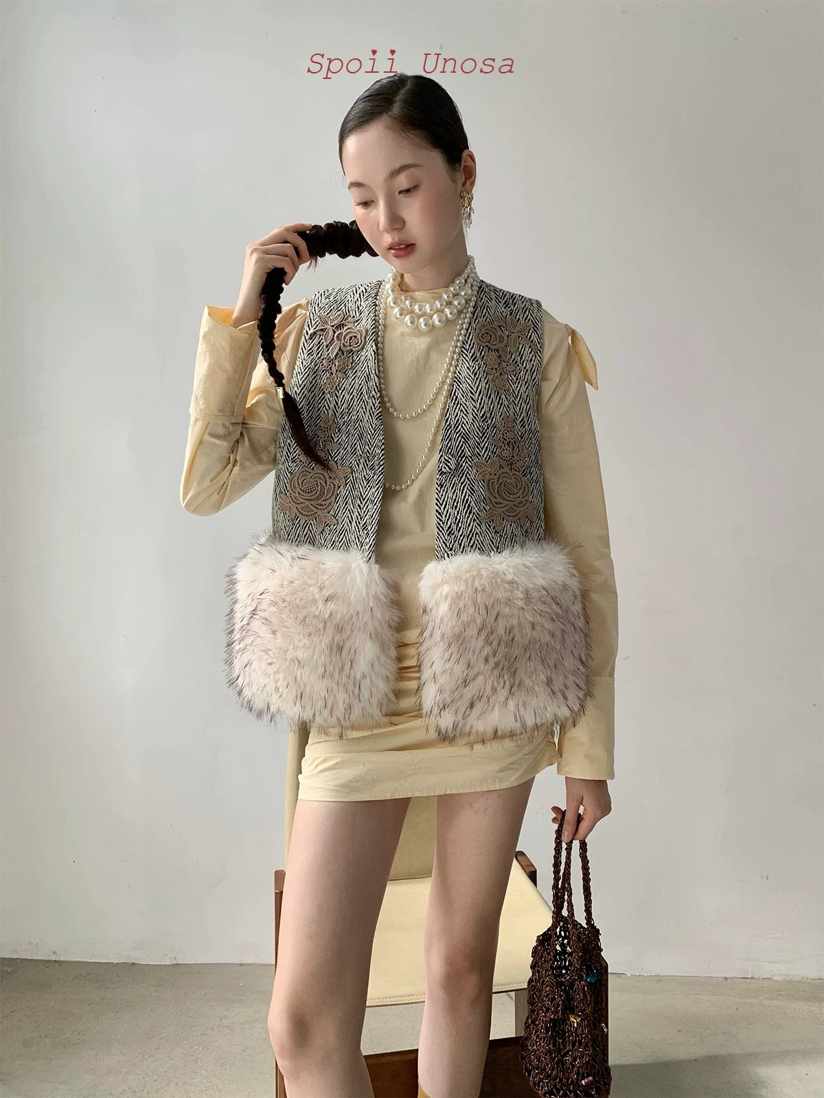 Get trendy with [SPOII UNOSA] Vintage Charm Faux Fur Autumn Vest - Coat available at Peiliee Shop. Grab yours for $66 today!