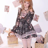 Rose Island Rose Letter Autumn Flower House Floral Mini Dress