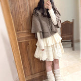 [Riberry] Choco Bear Wool Blended Knit Cape Cardigan